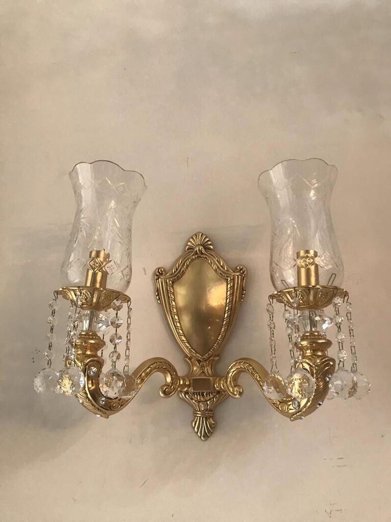 Özkristal Avize Pirinç Döküm Kristal Aplik - 7