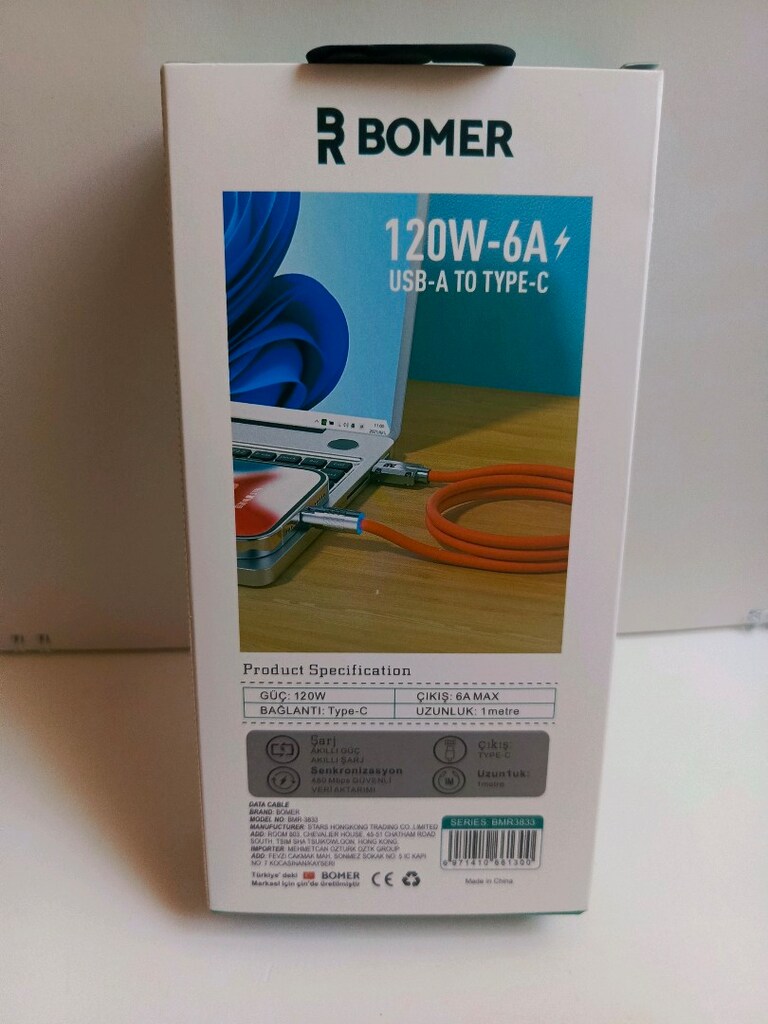 TYPE-C USB KABLO 120WAAT 6A HIZLI ŞARJ DESTEKLI SIFIR TÜM MARKALARA UY - 2
