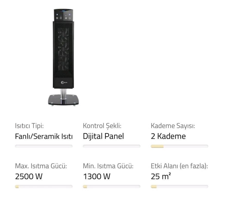 Arçelik Flavel FLV S 2500 TWF 2500 W 2 Kademeli Fanlı Isıtıcı - 2