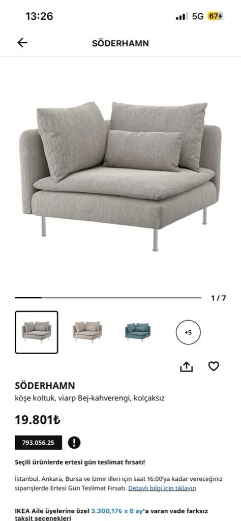 ikea söderhamn köşe modül, berjer, tekli koltuk - 3