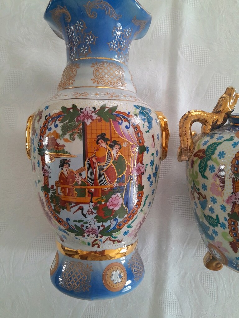 JAPON DESENLI ANTIKA VAZOLAR VE TABAK - 3
