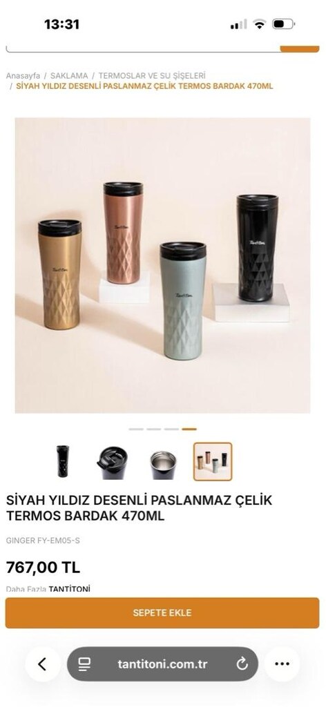 Tantitoni ikili paslanmaz çelik termos