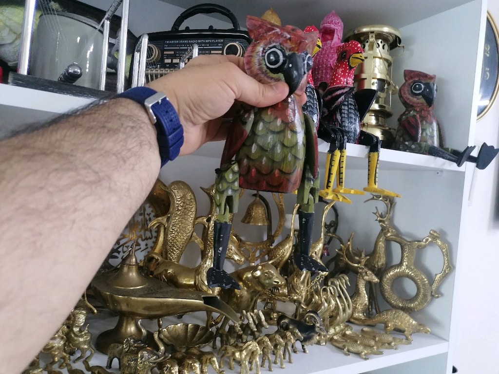 Ahşap oturan horoz ve Baykuş biblolar, oynar bacak ve kollu modeller - 4