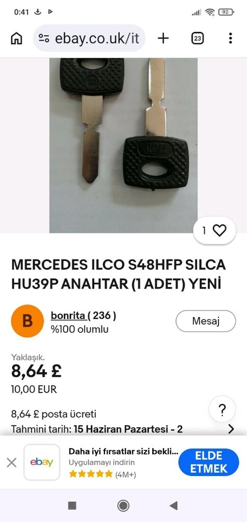 W124 - W126 ham anahtar - 12