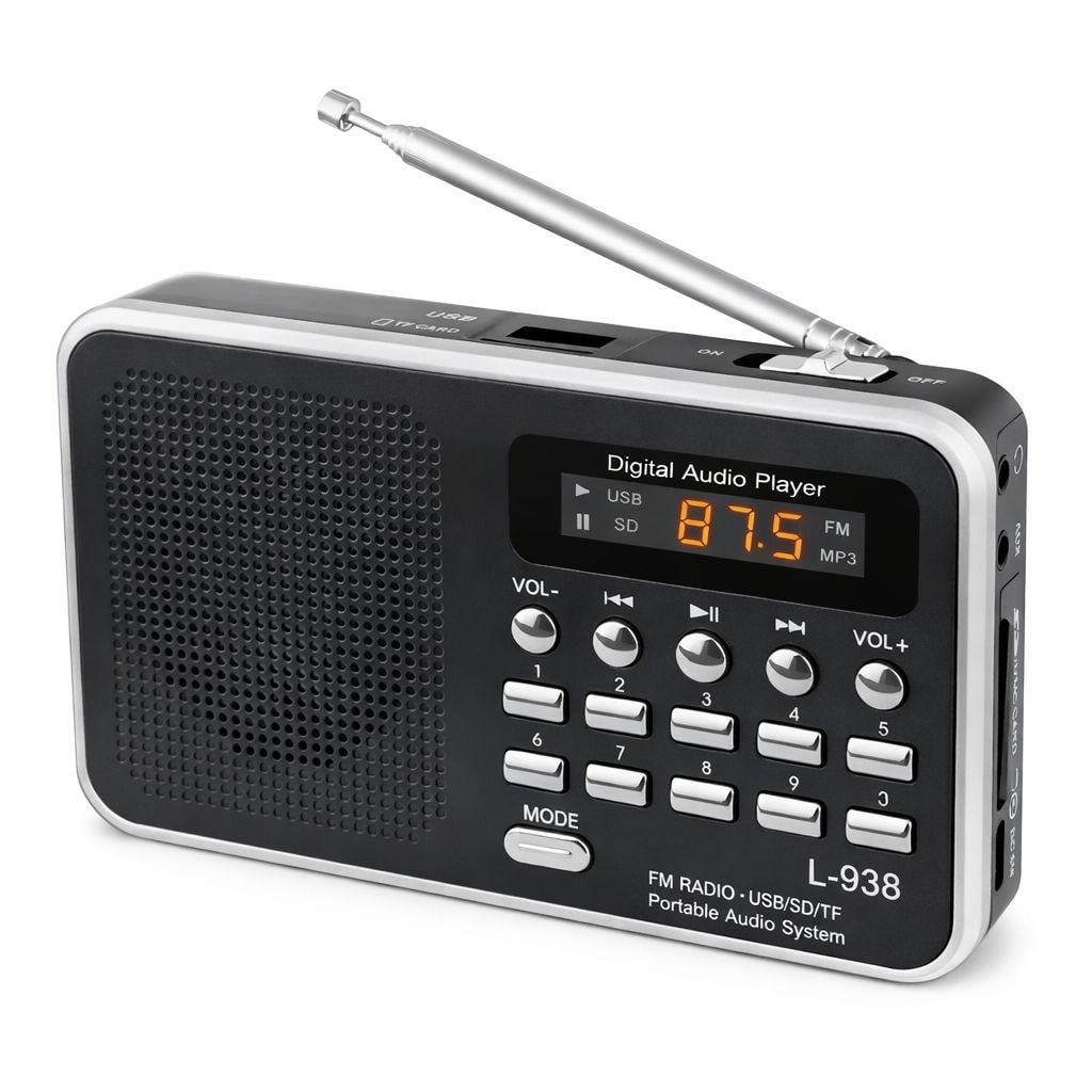 Şarjlı Mini FM Radyo Dijital Ekran USB SD TF Destekli Cep Radyosu - 10