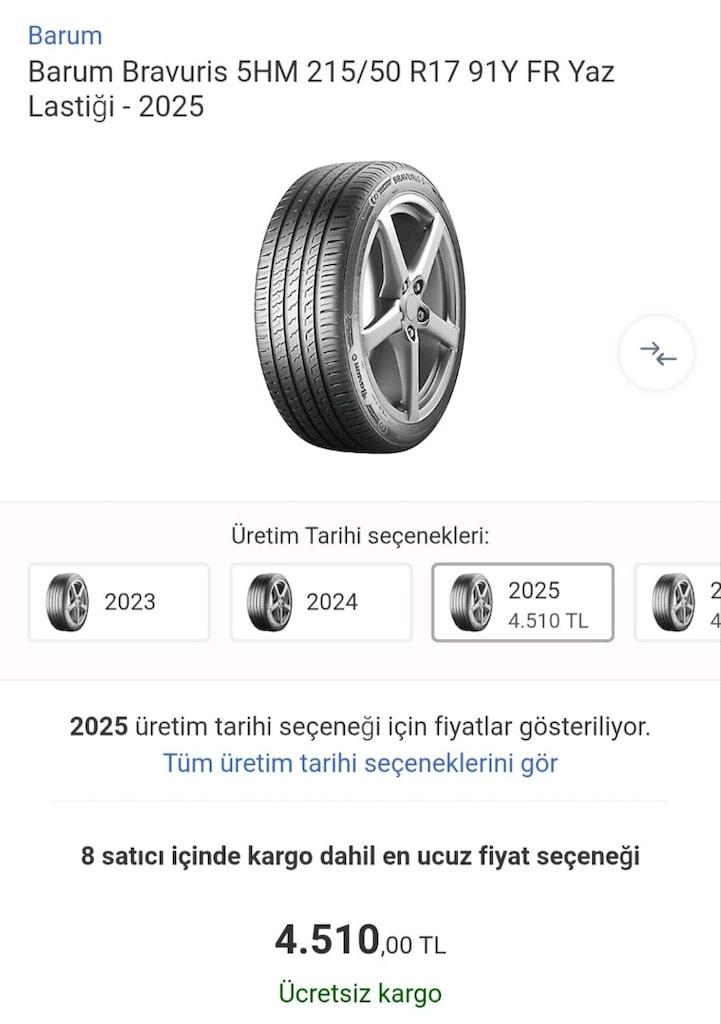 215 50 17 takım 4 âdet yazlık 2025 üretim sıfır gibi Merzifonda - 16