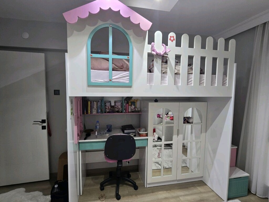 MDF özel yapım ranza+çalışma masası+elbise dolabı - 2