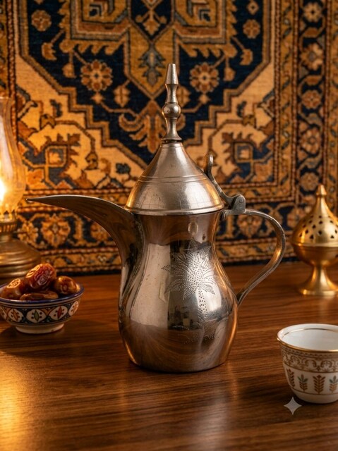 Orijinal Damgalı Vintage Wajed Al-Asli Arap Kahve Demliği (17 cm)