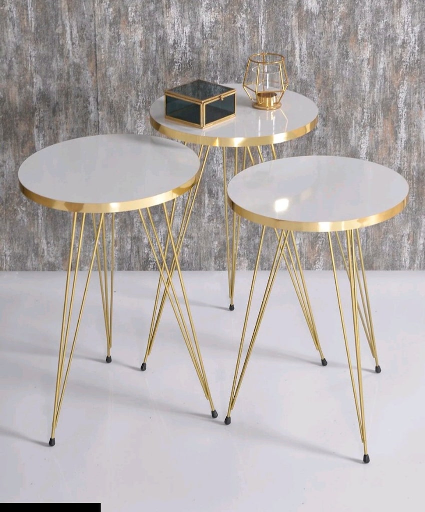 Gold Beyaz Model 3 lü Zigon Sehpa ve Orta Sehpa - 5