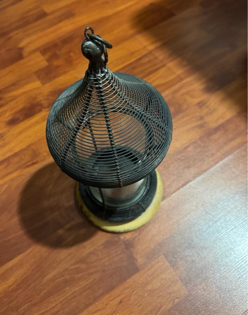 Vintage El Yapımı Metal Tel Örgü Dekoratif Fener / Mumluk 36 cm - 17