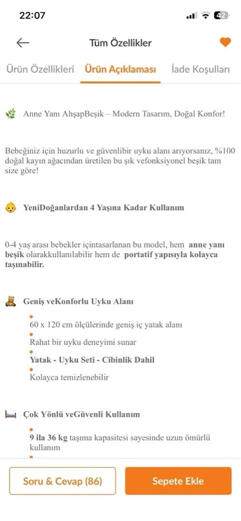 Ahşap sallanır bebek beşiği - 7