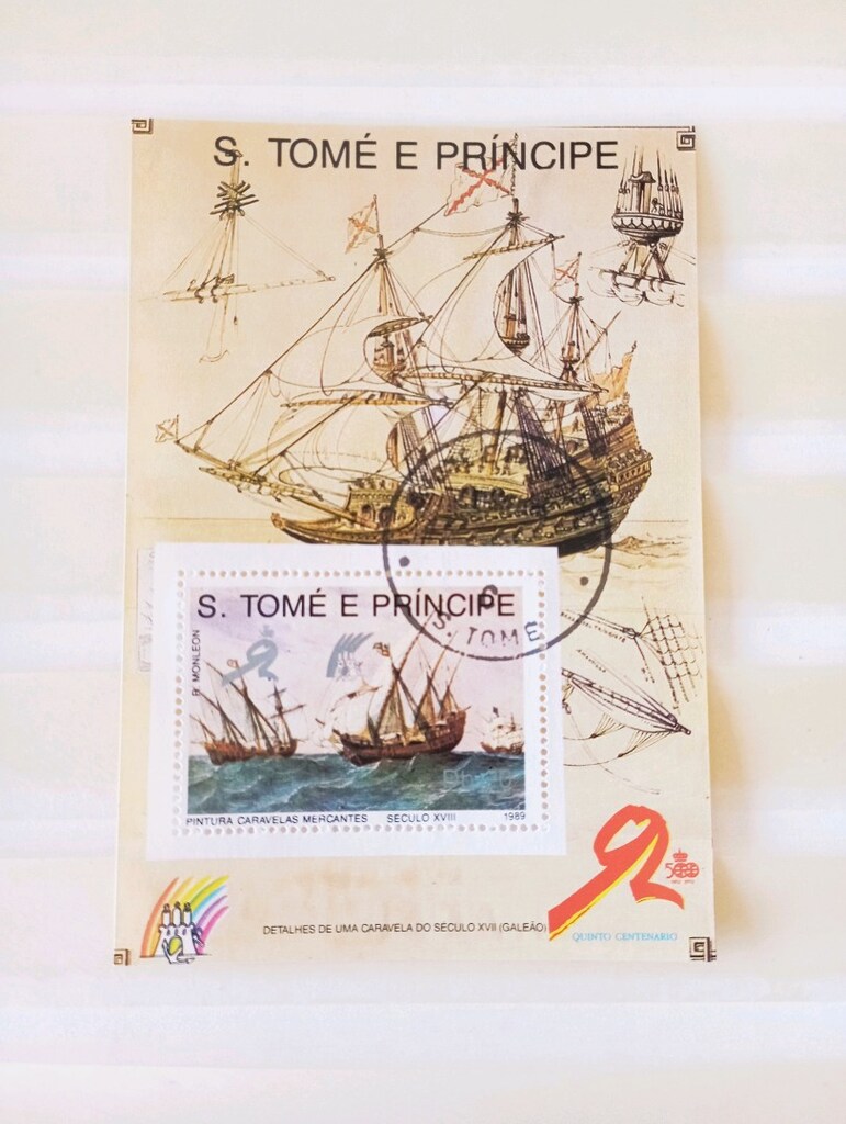 1989 São Tomé ve Príncipe – Yelkenli Gemiler Blok Pul - 2