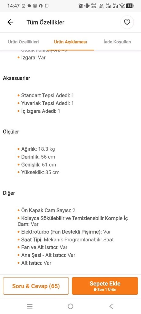 Beko fırın fanlı büyük boyutta temiz sorunsuz çalışmaktadır - 7