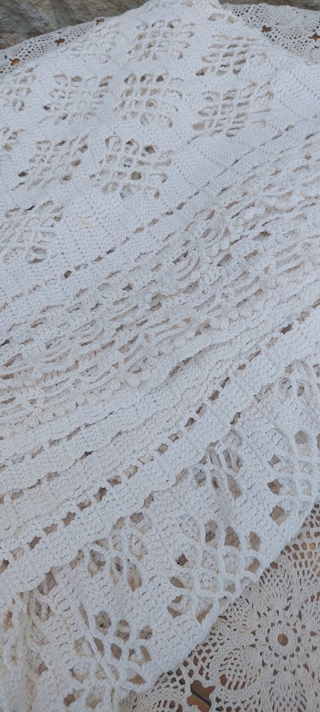 YATAK ÖRTÜ 210/200CM VİNTAGE AVRUPA KALIN DANTEL BEYAZ - 14
