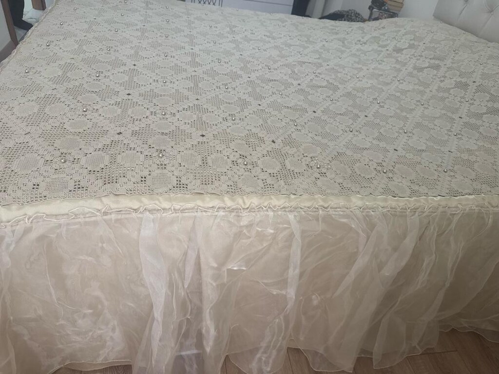 dantel çeyizlik yatak örtüsü - 6