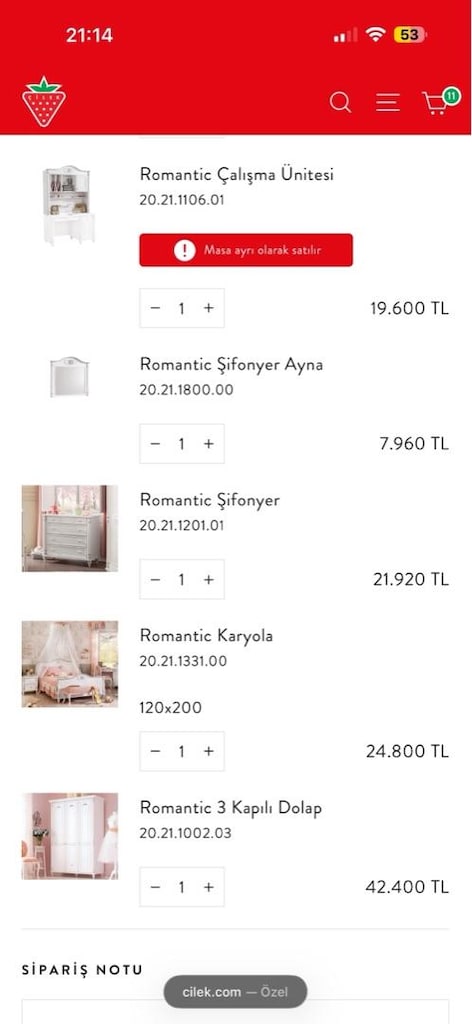hiç kullanılmamış çilek odası