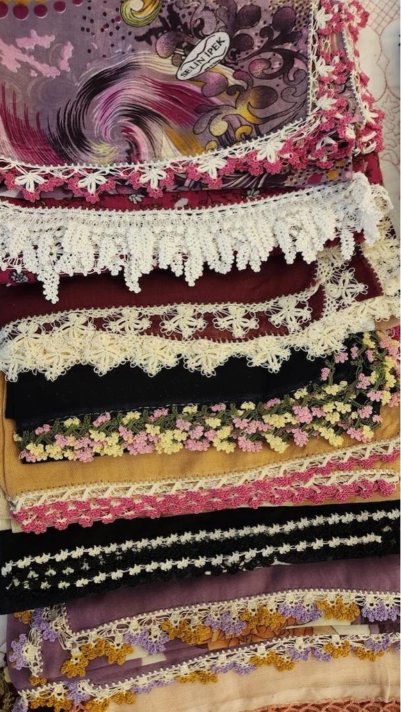 El Emeği İğne Oyalı Yazma,tülbent Çeyizlik, Sıfır.Fabrikasyon değildir - 2