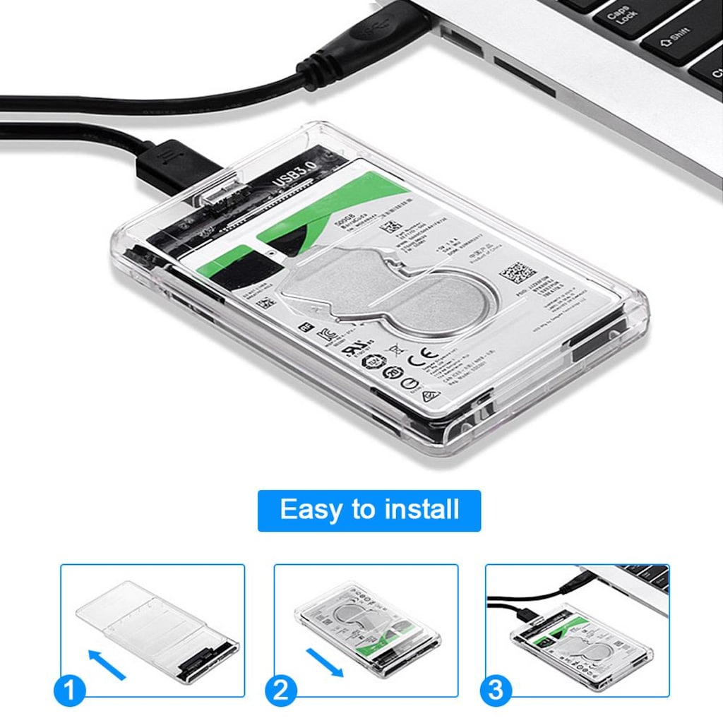 4266 USB 3.0 Harici SSD Harddisk Şeffaf Taşınabilir HDD Kutusu - 2