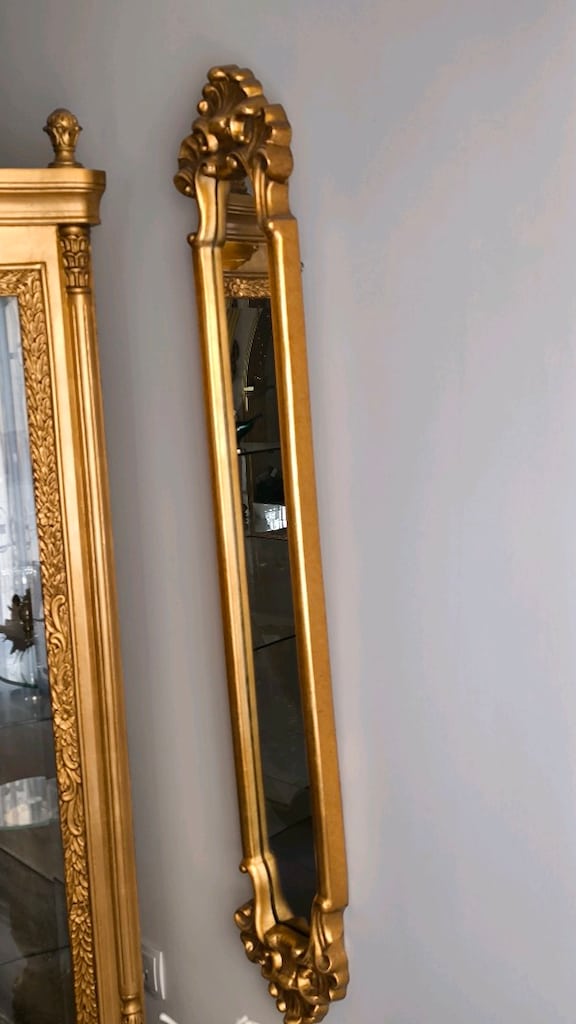 2 Adet Klasik Oymalı Gold Duvar Aynası - 3