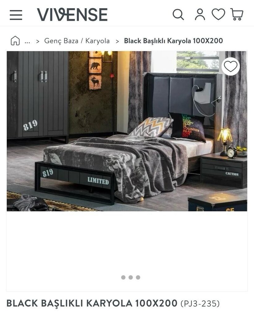 vivense black karyola 200/100 cm - 8