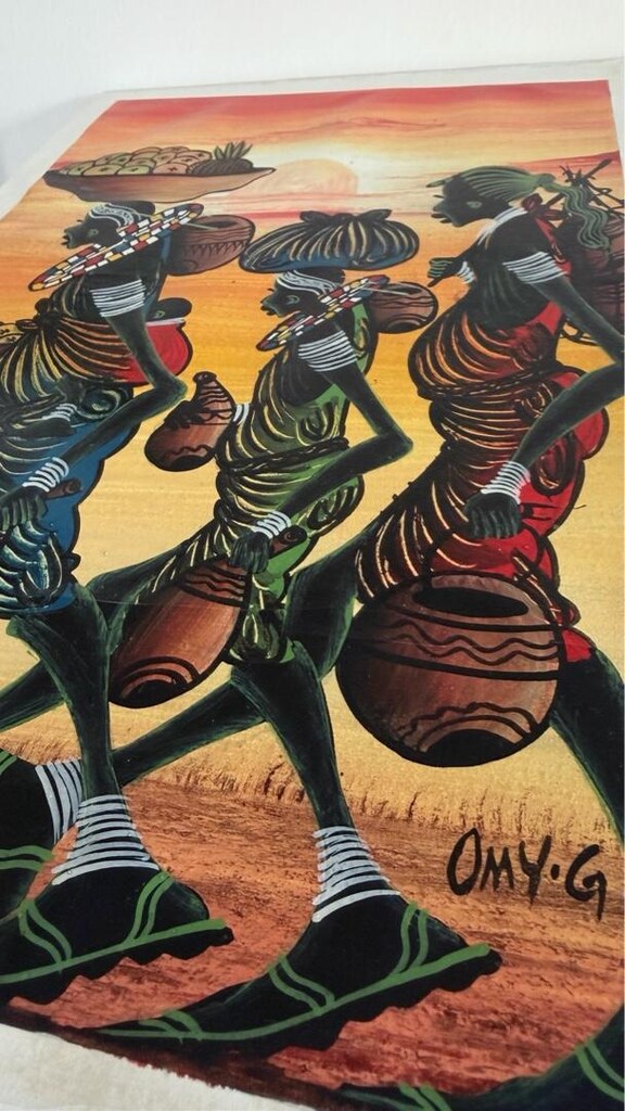 Afrika el yapımı yağlı boya canvas tablo - 4