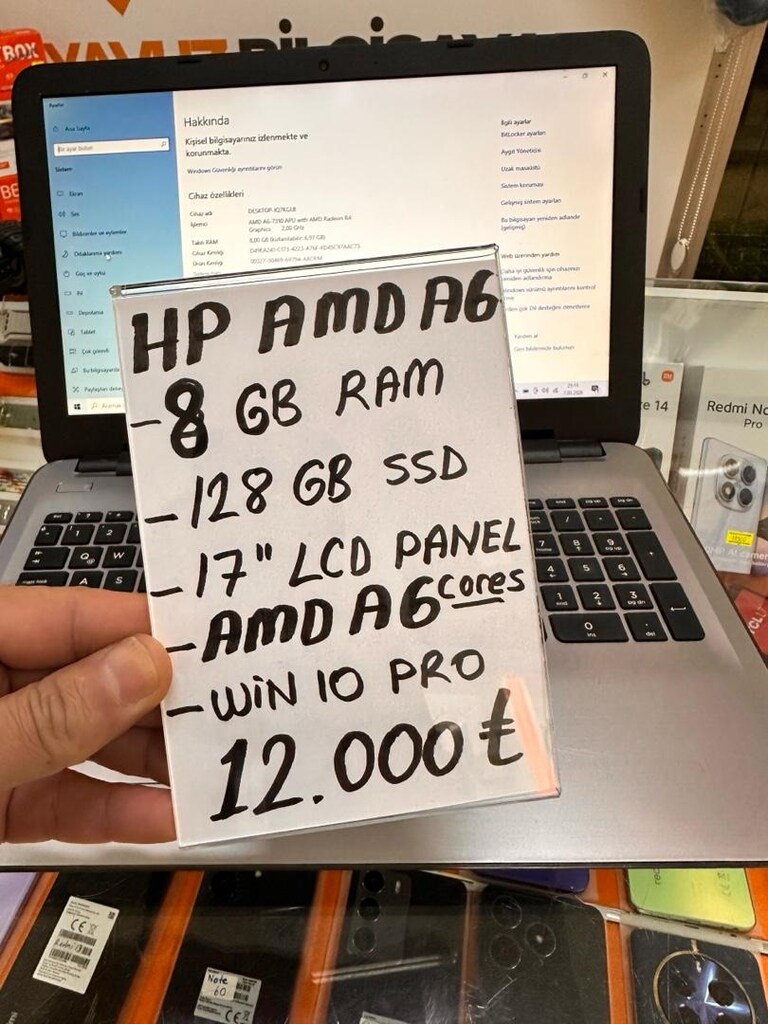 hp 250 amd a6-7. nesil laptop 17” 8gb ram-128gb ssd sorunsuz temiz - 7
