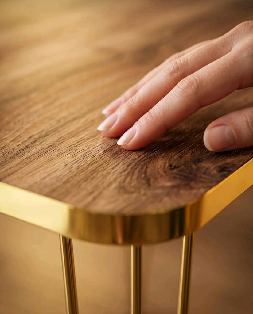 Gold Kare Ceviz Model 3 lü Zigon Sehpa - 6