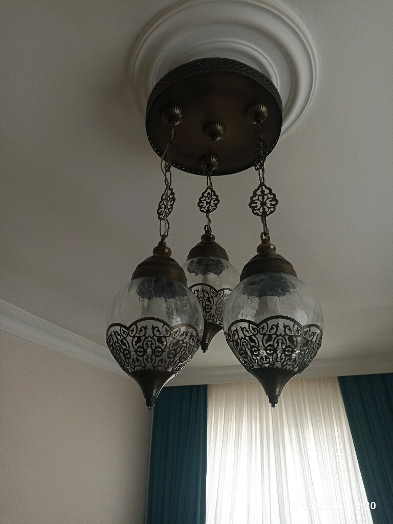 Osmanlı avize üçlü eskitme üst tablo işlemeli zincirli eskitme - 3