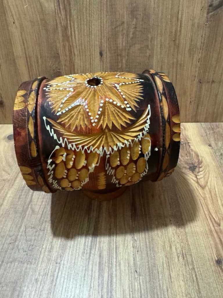 Dekoratif Doğu Avrupa / Balkan El Oyması Ahşap Mini Fıçı - 13