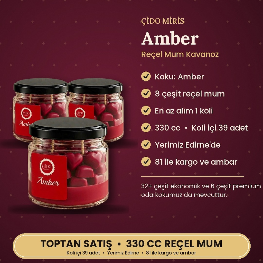 ÇİDO MİRİS DEKORATİF REÇEL MUM AMBER TOPTAN FİYAT - 2