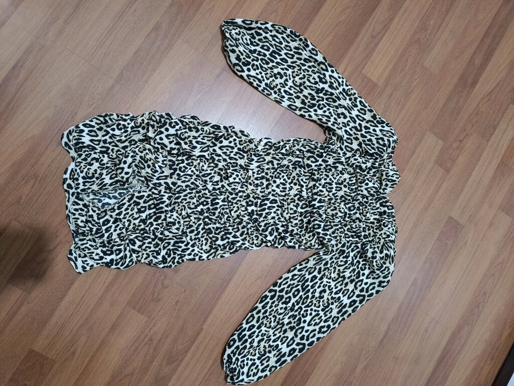 leopar desenli elbise - 3