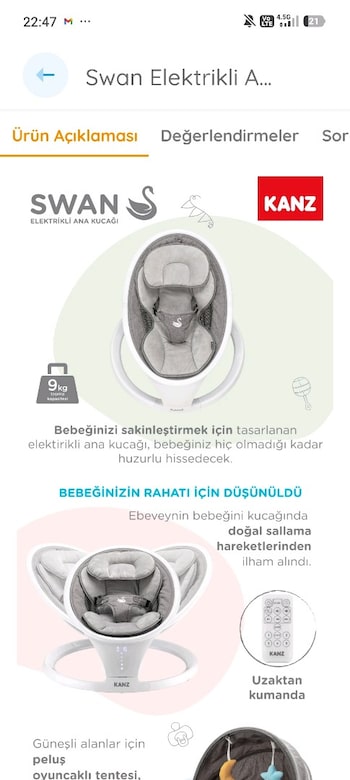 Kanz Swan Elektrikli Ana Kucağı - 13