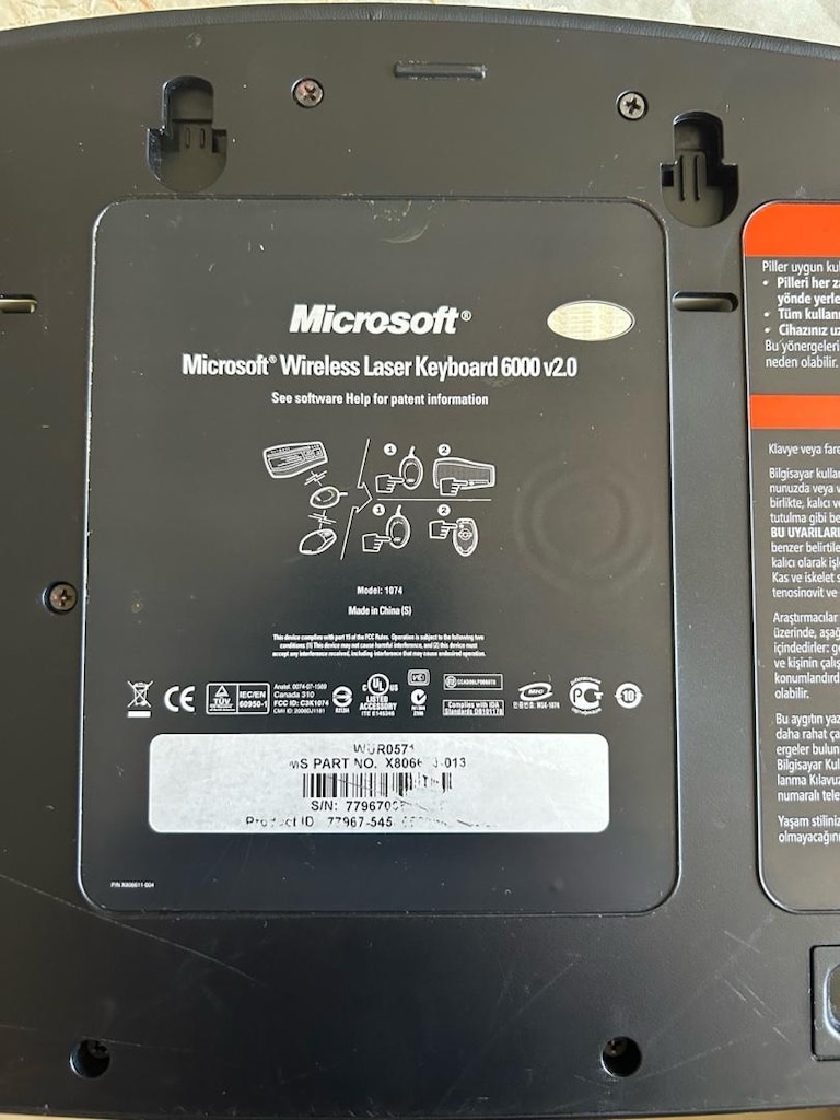 Microsoft Wireless Laser Keyboard 6000 v2.0+Microsoft Laser Mouse 6000 - 6