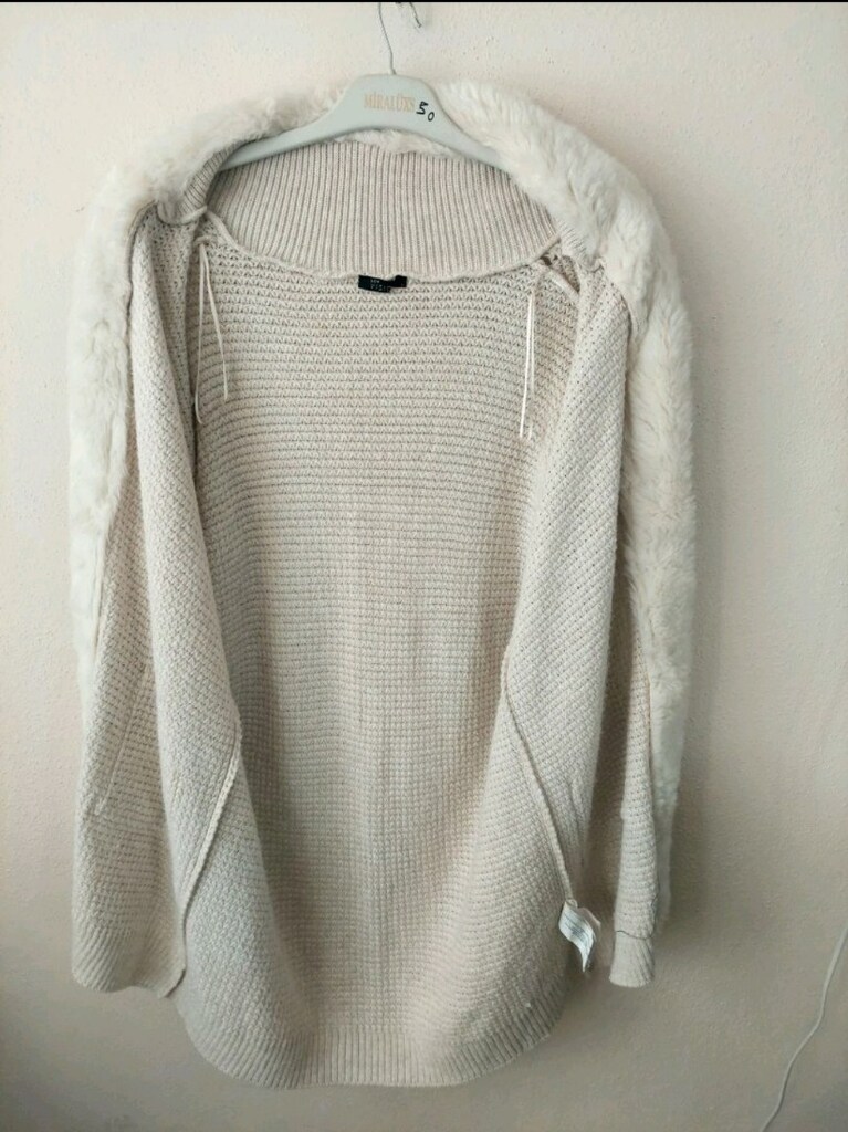 LCW Peluş Şal Yaka akrilik ekru Hırka - 7