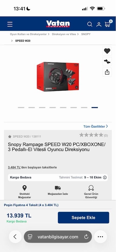 Rampage SPEED W20 Oyuncu Direksiyonu – Yeni Gibi - 2