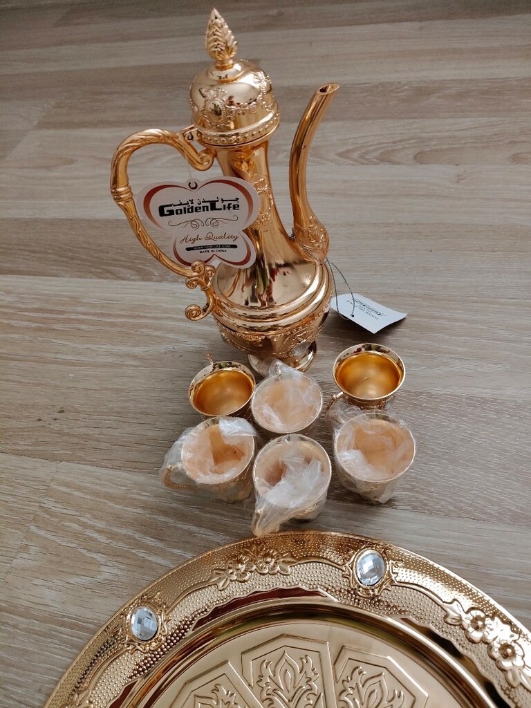 Zemzem Takımı Gold 6 bardaklı Beyaz taşlı - 4