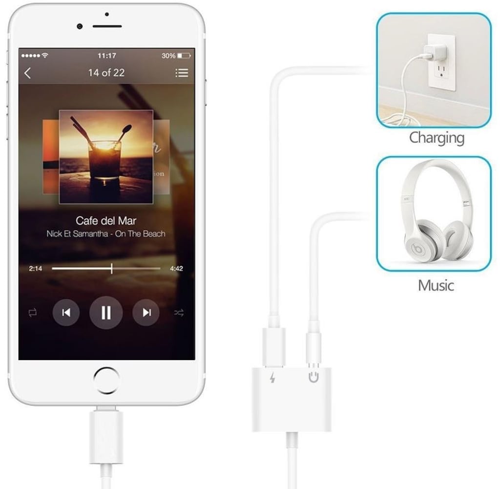 Iphone Lightning Kulaklık Şarj Çevirici Dönüştürücü Adaptör Aux Kablo - 6