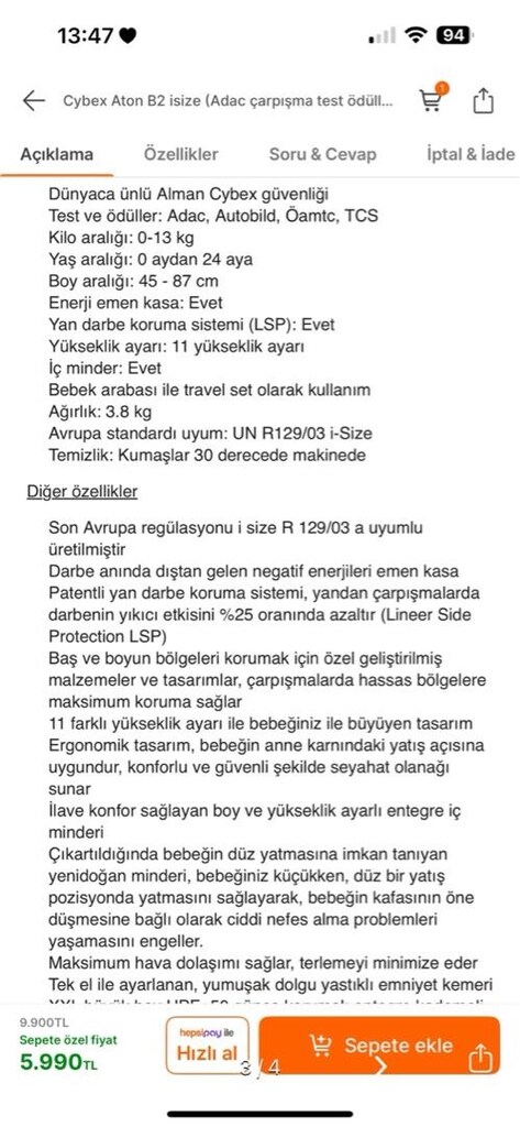 Cybex Aton B2 i-Size Ana Kucağı / ADAC Ödüllü - Yeni Gibi - 3