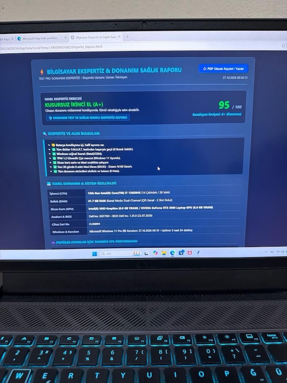 TERTEMİZ GARANTİLİ DELL G16 7630 HARBİ CANAVAR KALİTEYİ BİLENLERE - 8