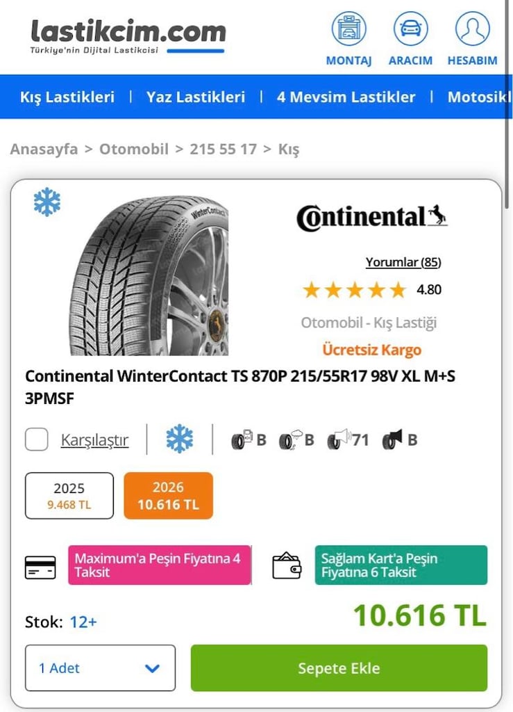 215/55/R17 Continental WinterContact TS870P V XL (2025) Kışlık Lastik - 7