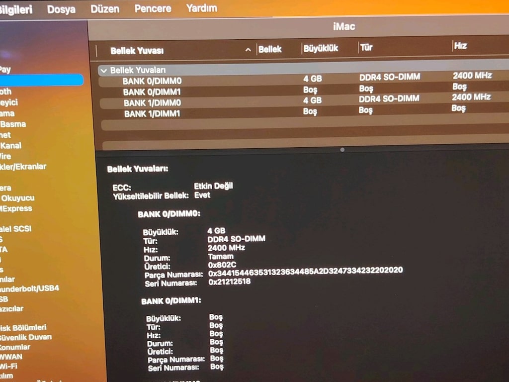 A1419 2017 İ-MAC 8GB EKRAN KARTLI 27 İNÇ 5K - 5