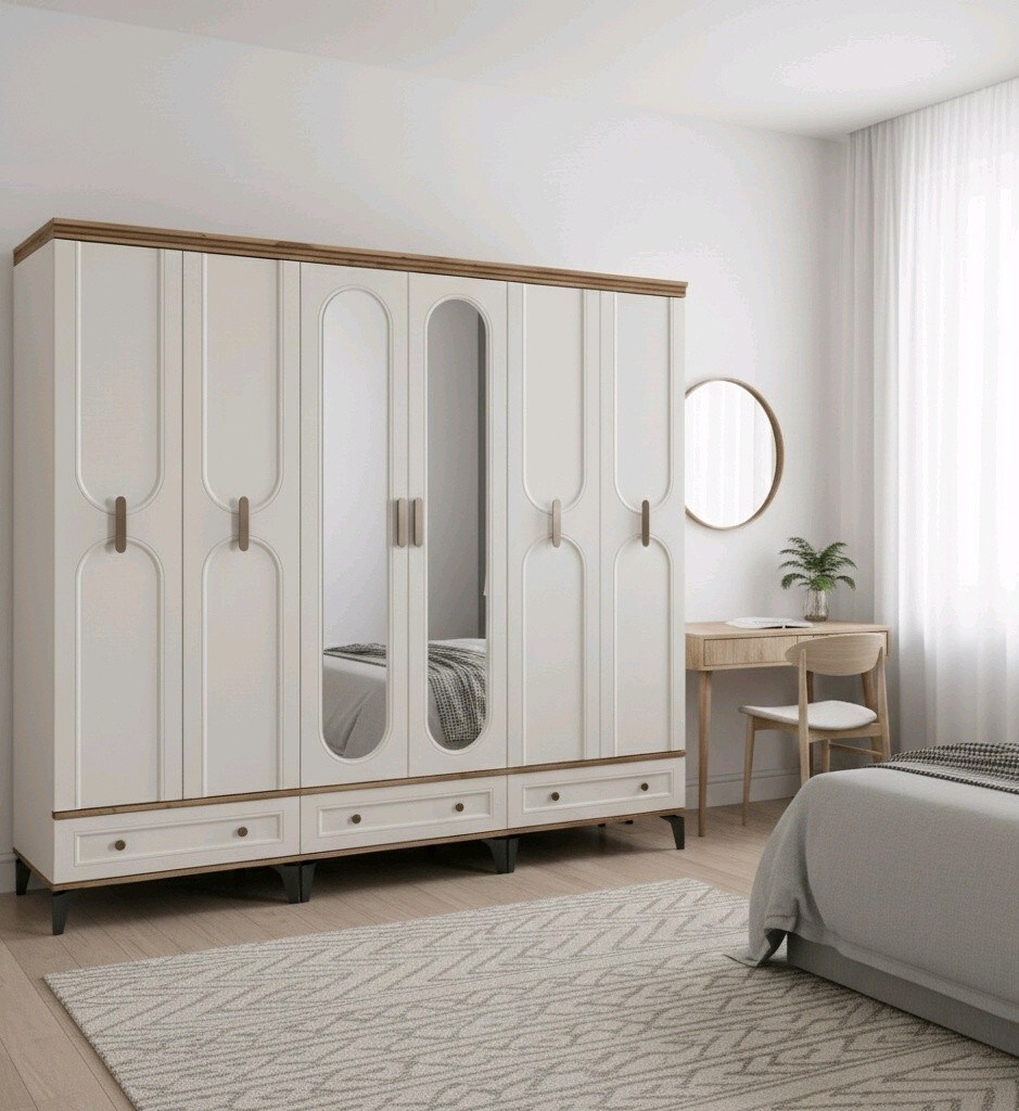 6 Kapaklı MDF Gardırop, 6 Kapılı Bohem Dolap SIFIR MAĞAZADAN - 5