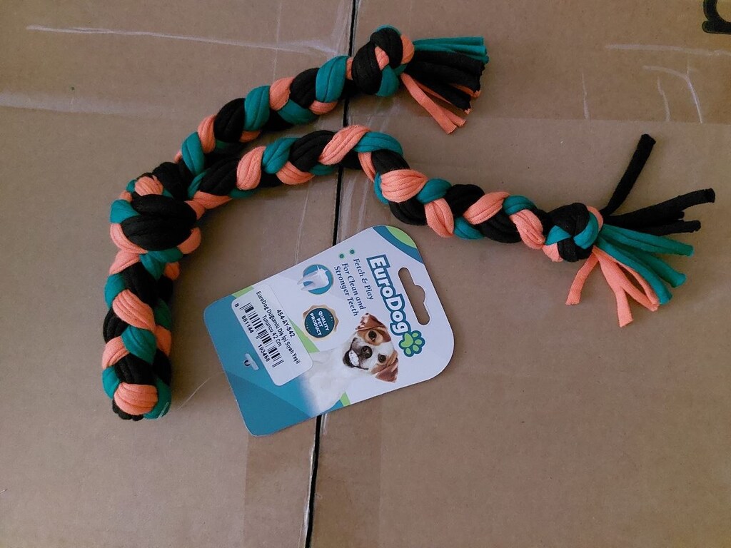 EuroDog Düğümlü Diş İpi Siyah Yeşil Turuncu 42cm - 2