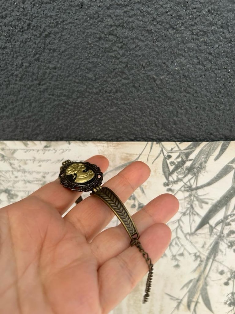 siyah altın Vintage Cameo takı seti - 20