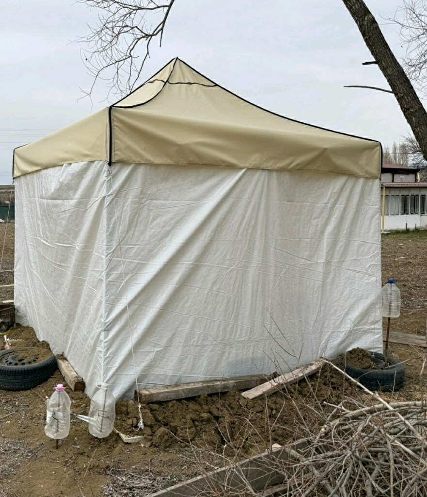 3X3 katlanabilir çardak 4 cephe kapalı fermuarli su geçirmez krem renk - 5