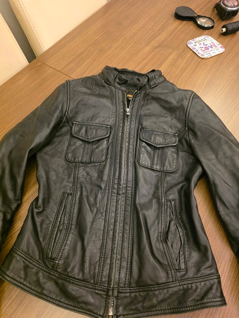 siyah hakiki deri biker ceket - 8