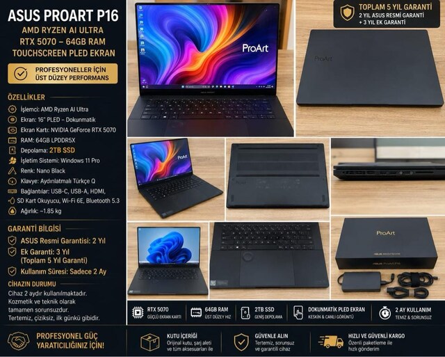 ASUS ProArt P16 – Ryzen AI Ultra / RTX 5070 / 64GB RAM / 2TB SSD