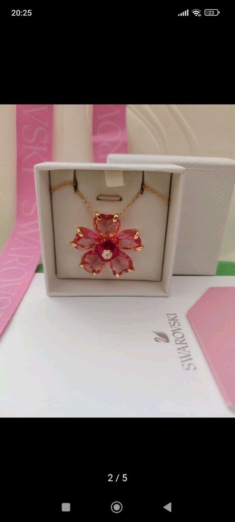 SWAROVSKİ FLORERE PEMBE RENKLİ KOLYE - 2