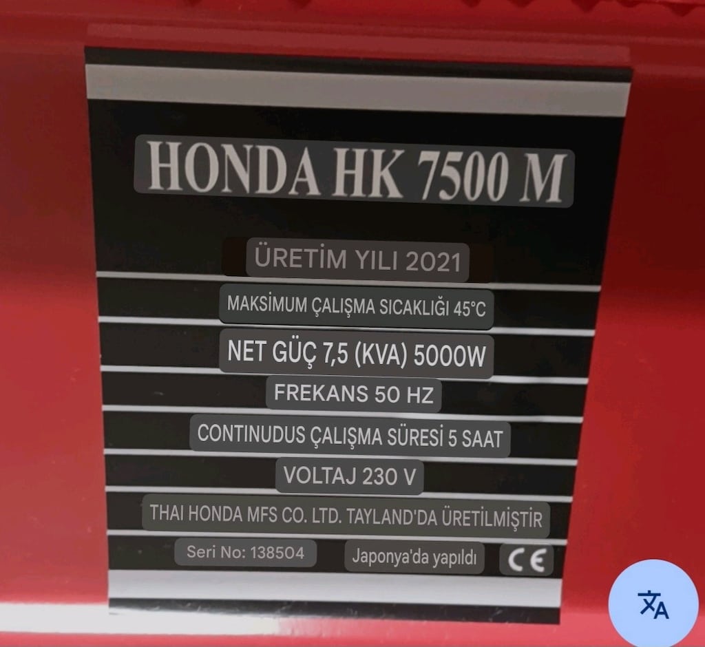 SIFIR HONDA HK 7500 M BENZİNLİ JENERATÖR (İPLİ) - 8