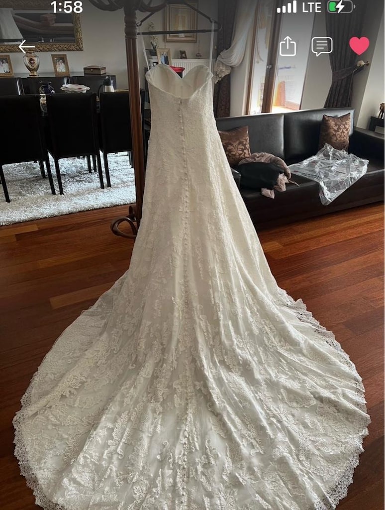 Vakko Wedding Fransız Danteli Gelinlik- 40 beden - 4